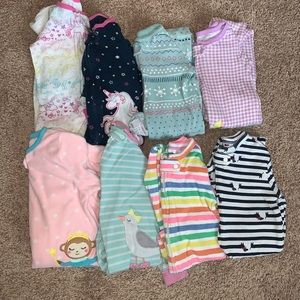Girls 2T and 24 Months Zipper and Footie Pajamas - Baby Gap and Carters